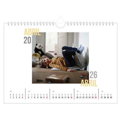 Calendário A4 horizontal — Tipo de casal [Abril]