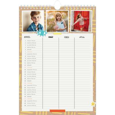 Agenda familiar A4 — Planificador Rústico - Familia de 3 [Abril]