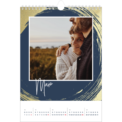 Calendário fotográfico A4 — Fundos com pincel dourado [capa]