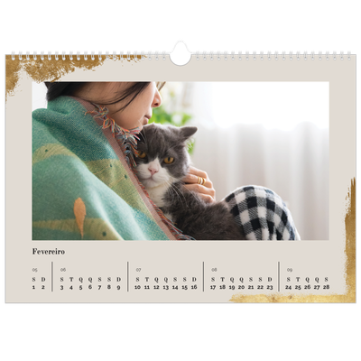 Calendário A3 Horizontal — Classic Gold [Fevereiro]