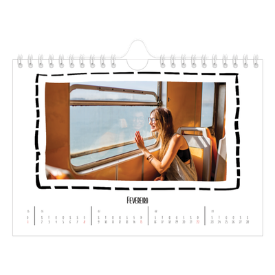 Calendário A5 horizontal — Momentos de álbum de recortes [Fevereiro]