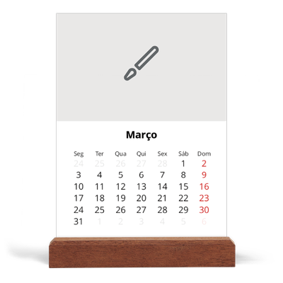 Calendário de mesa com suporte em madeira - vertical  — Desenhe o seu próprio produto [Março]