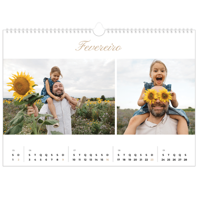 Calendário A3 Horizontal — Caixas de tiras fotográficas [Fevereiro]