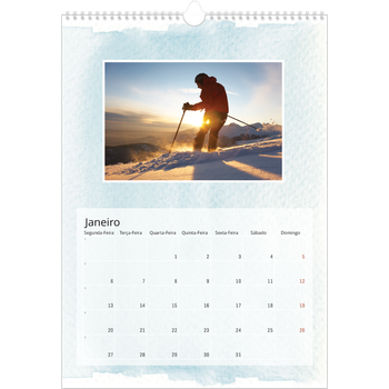 Calendário fotográfico A3 — Fundos de aquarela