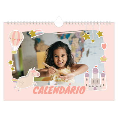 Calendário A4 horizontal — Unicórnio arco-íris [capa]