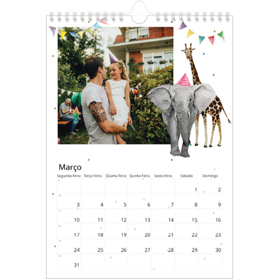 Calendário fotográfico A4 — Animais em aguarela [Março]