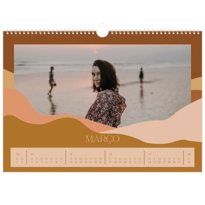 Calendário A3 Horizontal — Montanhas neutras [Março]