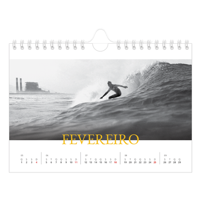 Calendário A5 horizontal — Estilo Heritage [Fevereiro]