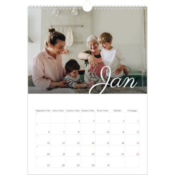Calendário fotográfico A3 — Mês escrito à mão