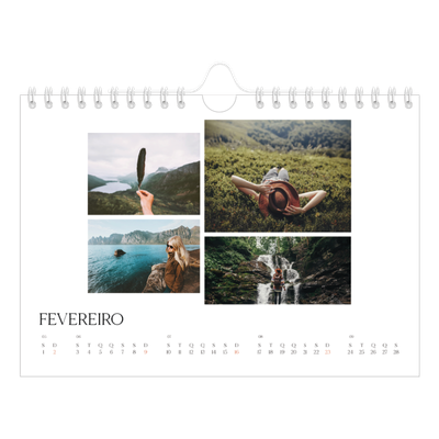 Calendário A5 horizontal — Pôr do sol surfista [Fevereiro]