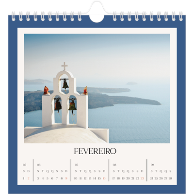 Calendário quadrado — Cores clássicas [Fevereiro]