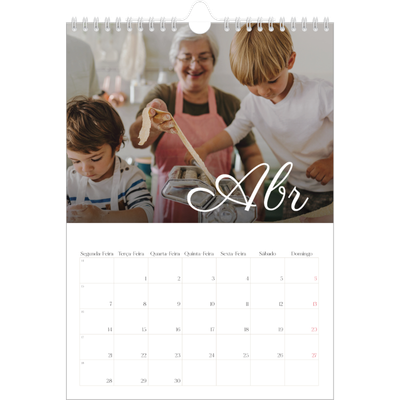 Calendário fotográfico A4 — Mês escrito à mão [Abril]