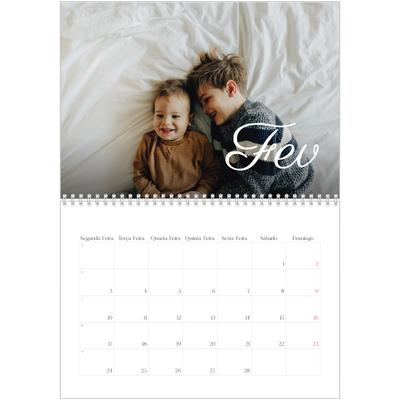 Calendário A4 duplo — Mês escrito à mão [Fevereiro]
