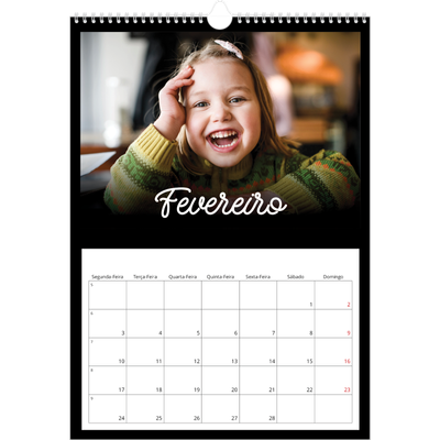 Calendário A3 — Preto mínimo [Fevereiro]
