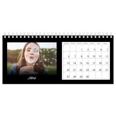 Calendários de mesa — Preto mínimo [Abril]