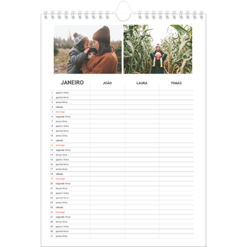 Calendário fotográfico A4 — Planeador simples - Familia de 3