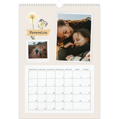 Calendário A3 — Álbum de recortes vintage [Fevereiro]