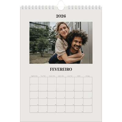 Calendário fotográfico A4 — Marfim simples [Fevereiro]