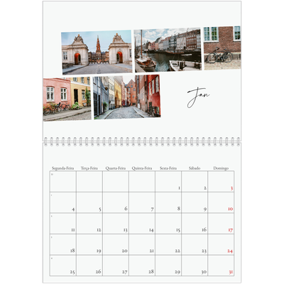 Calendário A4 duplo — Férias na cidade [Janeiro]