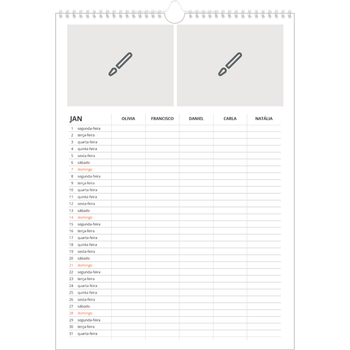 Calendário fotográfico A3 — Desenhe o seu próprio produto - Família de 5