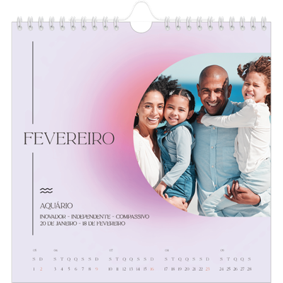 Calendário quadrado — Degradê de astrologia [Fevereiro]