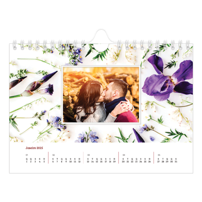 Calendário A5 horizontal — Molduras de flores [Janeiro]