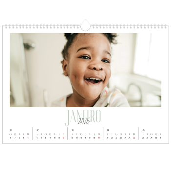 Calendário fotográfico horizontal A3 — Tipografia mista
