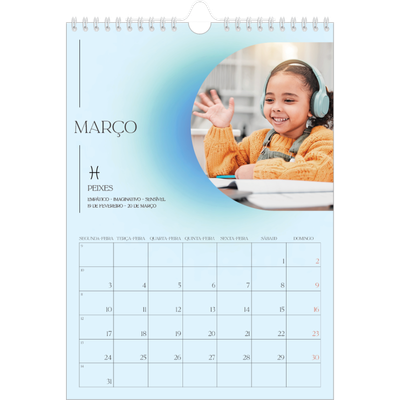 Calendário fotográfico A4 — Degradê de astrologia [Março]