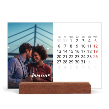 Calendário de mesa com suporte em madeira - horizontal — Script simples