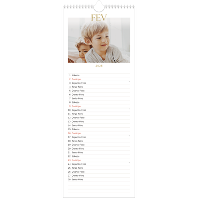 Calendário fino  — Texto dourado grande [Fevereiro]
