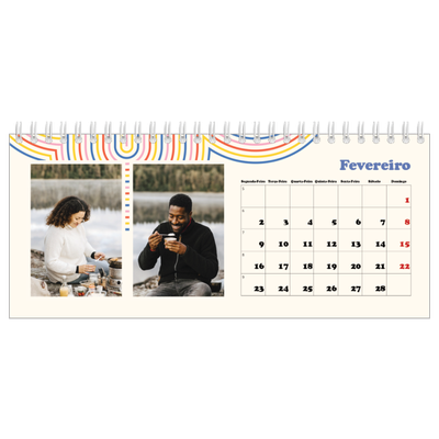 Calendários de mesa — Linhas retro [Fevereiro]