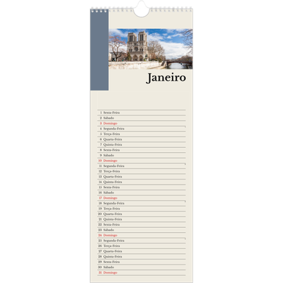 Calendário fino  — Vistas do mundo [Janeiro]