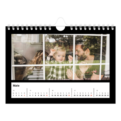 Calendário A5 horizontal — Margem preta [capa]