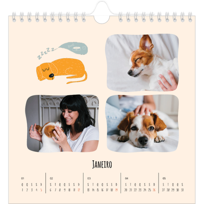 Calendário quadrado — Patas de cão e garatujas [Janeiro]