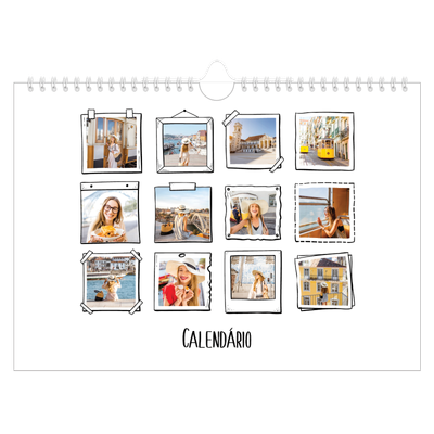 Calendário A4 horizontal — Momentos de álbum de recortes [capa]