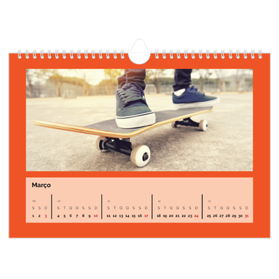 Calendário A4 horizontal — Brilhante e arrojado [Março]