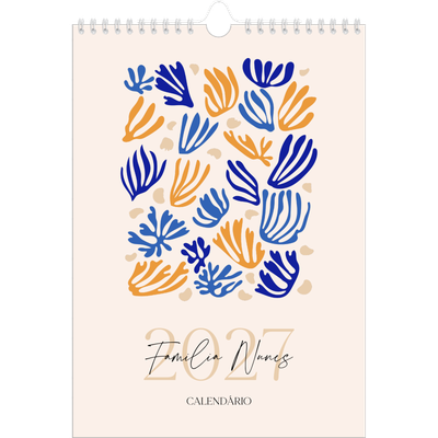 Calendário fotográfico A4 — Coral minimalista [capa]