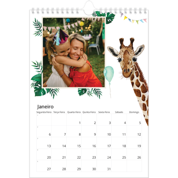 Calendário fotográfico A4 — Animais em aguarela