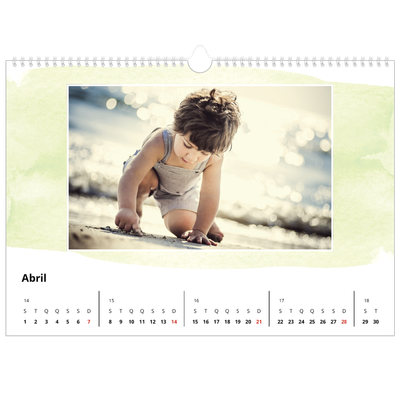 Calendário A3 Horizontal — Fundos de aquarela [Abril]