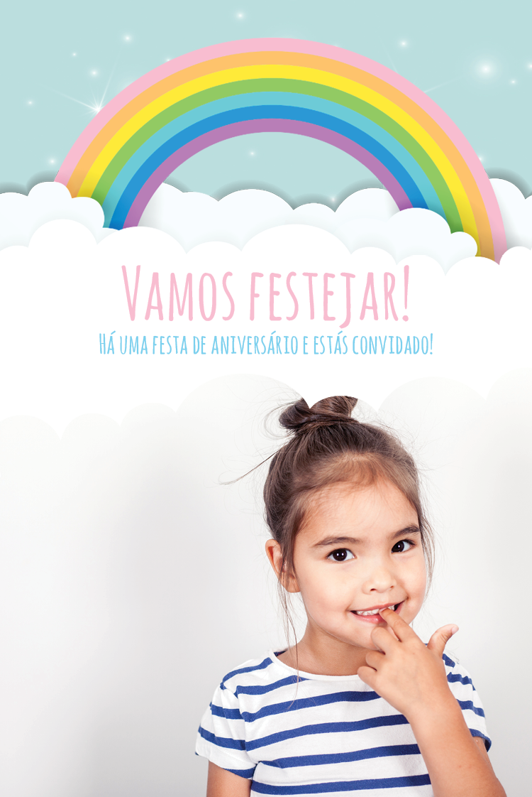 Convites — Nuvens arco-íris fofas