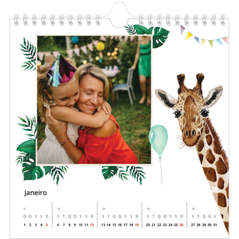 Calendário fotográfico quadrado — Animais em aguarela