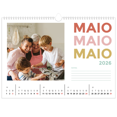 Calendário A3 Horizontal — Tipo de letra colorida [capa]