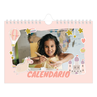 Calendário A5 horizontal — Unicórnio arco-íris [capa]