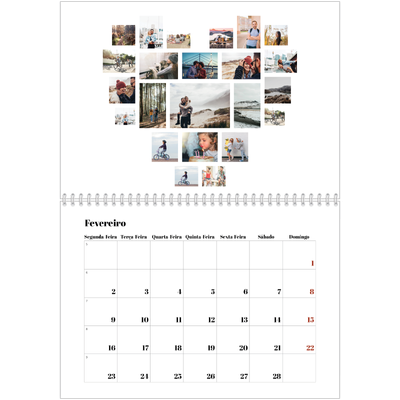 Calendário A4 duplo — Formas de colagem [Fevereiro]