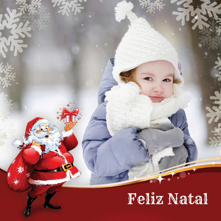 Cartões — Pai Natal floco de neve