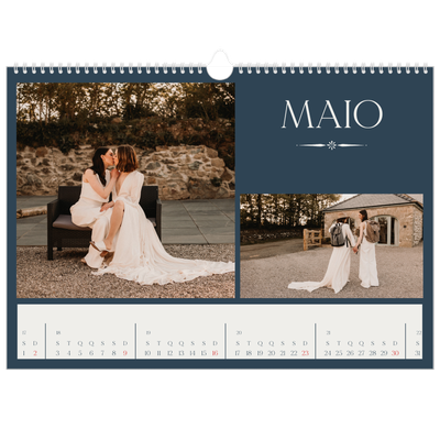 Calendário A3 Horizontal — Ardósia e serifas [Maio]