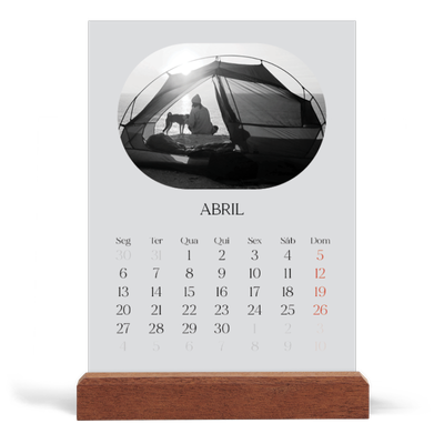 Calendário de mesa com suporte em madeira - vertical  — A estrada aberta [Abril]