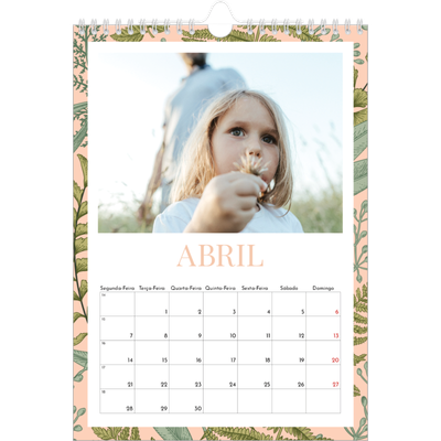 Calendário fotográfico A4 — Papéis de parede florais [Abril]