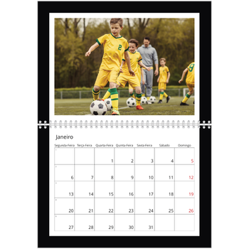 Calendário fotográfico duplo A4 — Moldura preta
