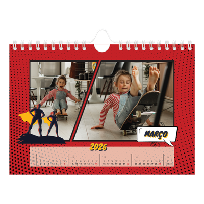 Calendário A5 horizontal — Banda desenhada [Março]